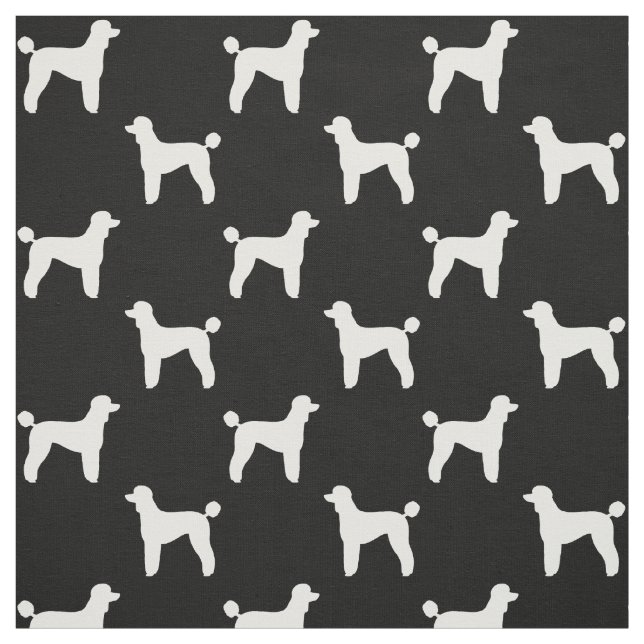 Standard Poodle Dog Silhouettes Black and White Fabric (Swatch)