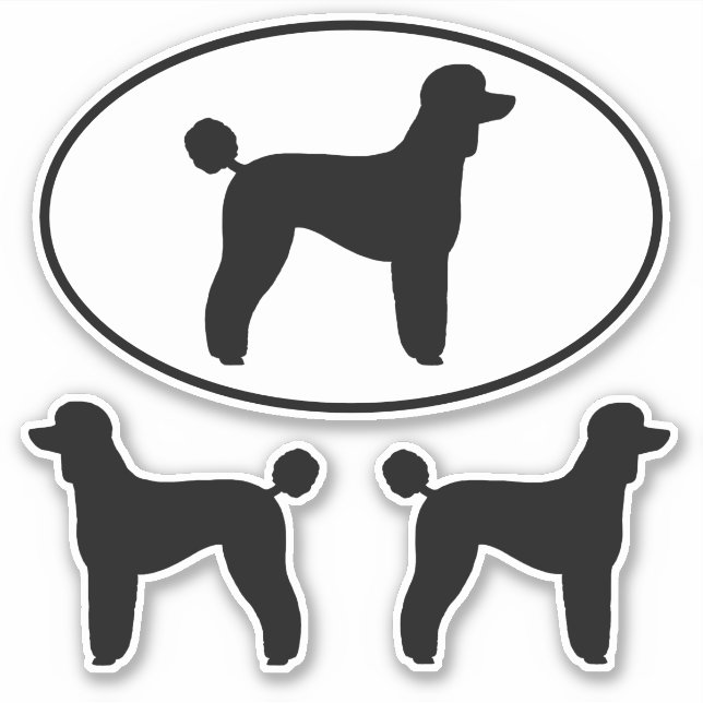 Standard Poodle Dog Silhouettes Vinyl Sticker Set (Front)