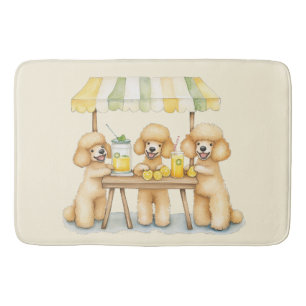Standard Poodle Dogs Running A Lemonade Stand Bath Mat