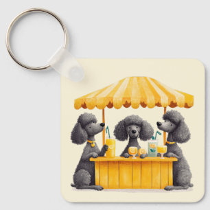 Standard Poodle Dogs Running A Lemonade Stand Key Ring