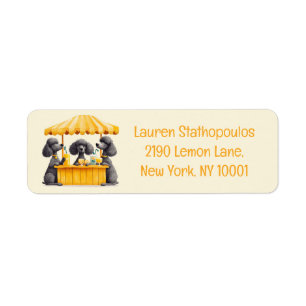 Standard Poodle Dogs Running A Lemonade Stand Return Address Label