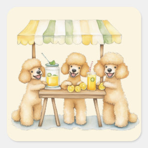 Standard Poodle Dogs Running A Lemonade Stand Square Sticker