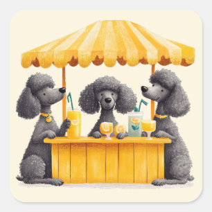 Standard Poodle Dogs Running A Lemonade Stand Square Sticker