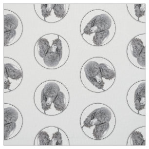 Standard Poodle Painting Parti Black White Dog Art Fabric