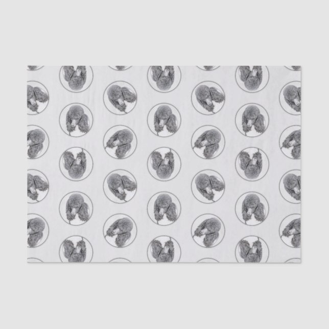 Standard Poodle Painting Parti Black White Dog Art Tissue Paper (Front)