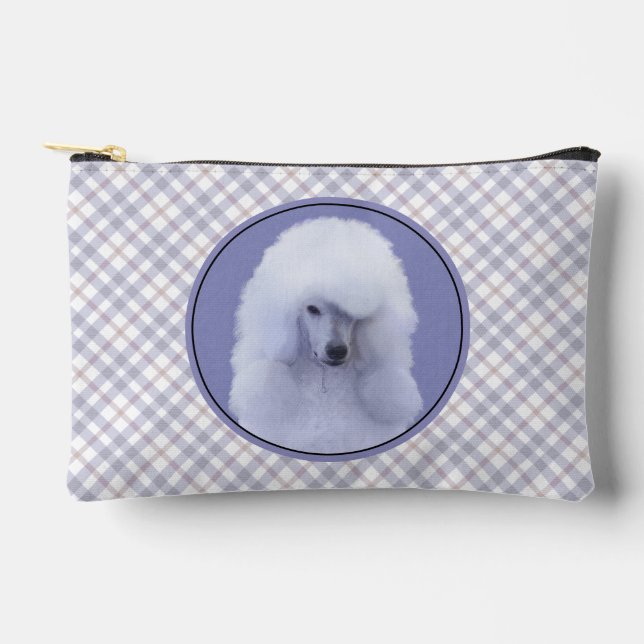 Standard Poodle Painting White Original Dog Art Accessory Pouch (Front)