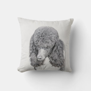 Standard Poodle Parti Painting - Original Dog Art Cushion