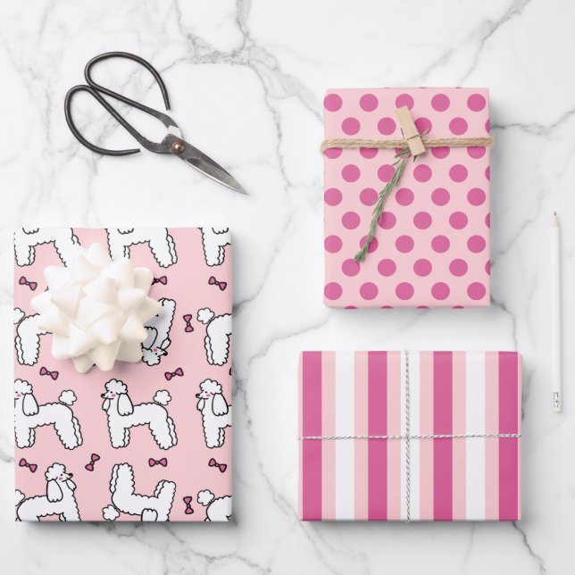Standard Poodle Pink Dog Wrapping Paper Set (Front)