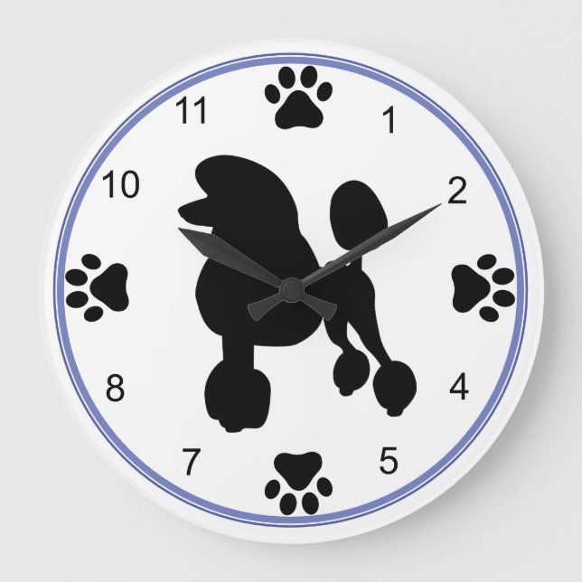 Standard Poodle Silhouette Large Clock (Front)