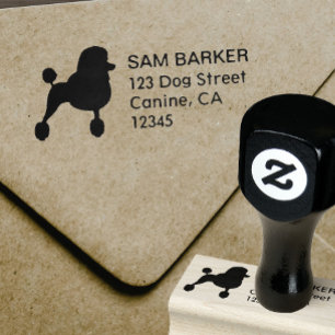 Standard Poodle Silhouette Return Address Rubber Stamp