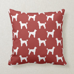 Standard Poodle Silhouettes Pattern Red Cushion