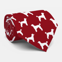 Standard Poodle Silhouettes Pattern White and Red