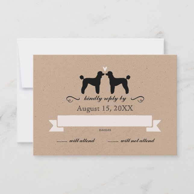 Standard Poodle Silhouettes Wedding RSVP Reply Card (Front)