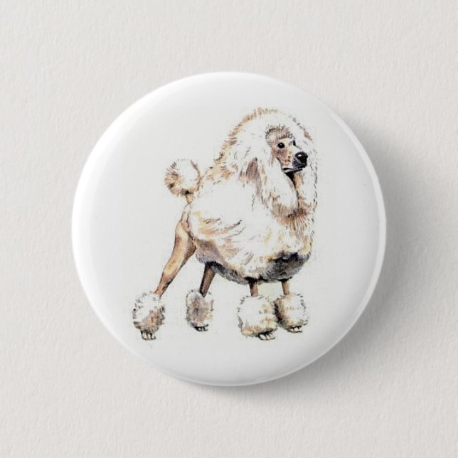 Standard Poodle White 6 Cm Round Badge (Front)