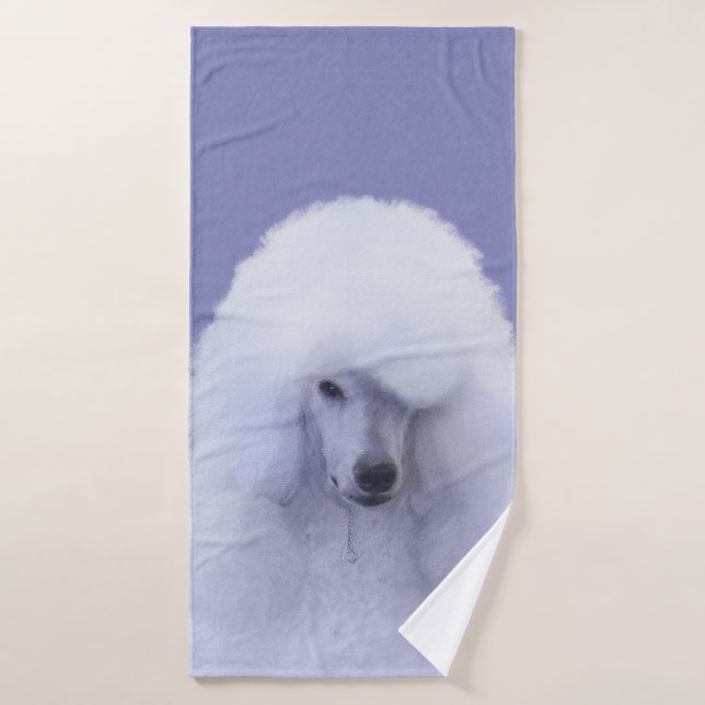 Standard Poodle White Painting - Original Dog Art Bath Towel Set (Bath Towel)
