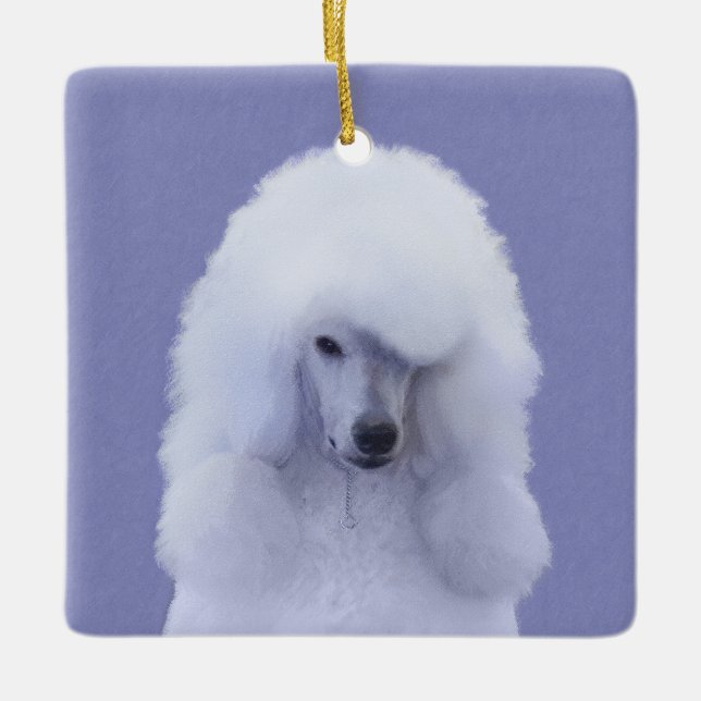 Standard Poodle White Painting - Original Dog Art Ceramic Ornament (Front)