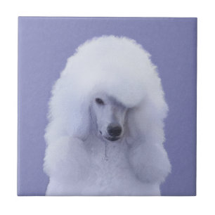 Standard Poodle White Painting - Original Dog Art Ceramic Tile