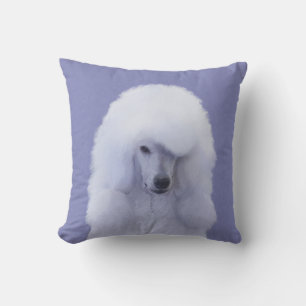 Standard Poodle White Painting - Original Dog Art Cushion