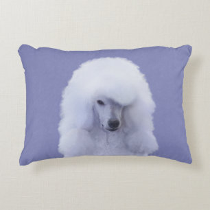 Standard Poodle White Painting - Original Dog Art Decorative Cushion