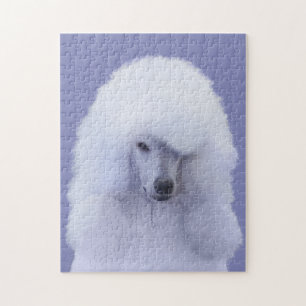 Standard Poodle White Painting - Original Dog Art Jigsaw Puzzle