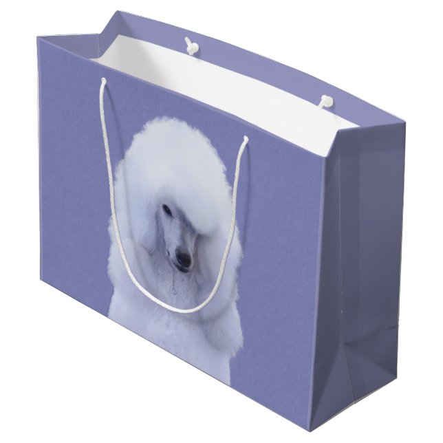 Standard Poodle White Painting - Original Dog Art Large Gift Bag (Back Angled)