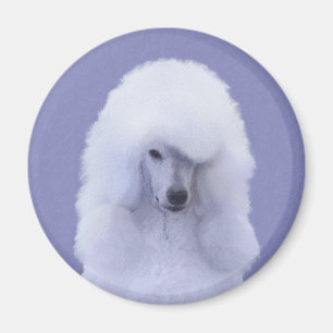 Standard Poodle White Painting - Original Dog Art Magnet