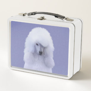 Standard Poodle White Painting - Original Dog Art Metal Lunch Box