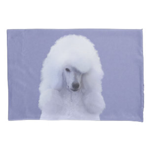 Standard Poodle White Painting - Original Dog Art Pillowcase