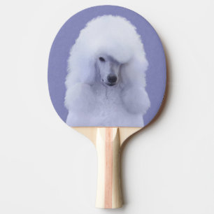 Standard Poodle White Painting - Original Dog Art Ping Pong Paddle
