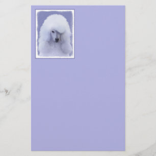 Standard Poodle White Painting - Original Dog Art Stationery