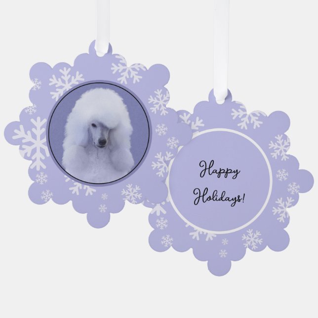 Standard Poodle White Painting - Original Dog Art Tree Decoration Card (Front/Back)