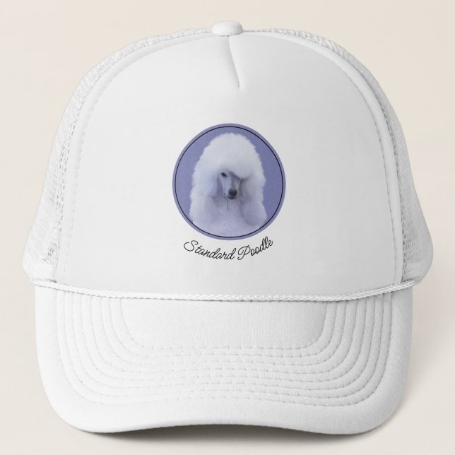 Standard Poodle White Painting - Original Dog Art Trucker Hat (Front)