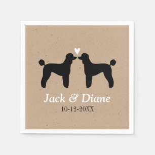Standard Poodles Wedding Couple with Custom Text Napkin