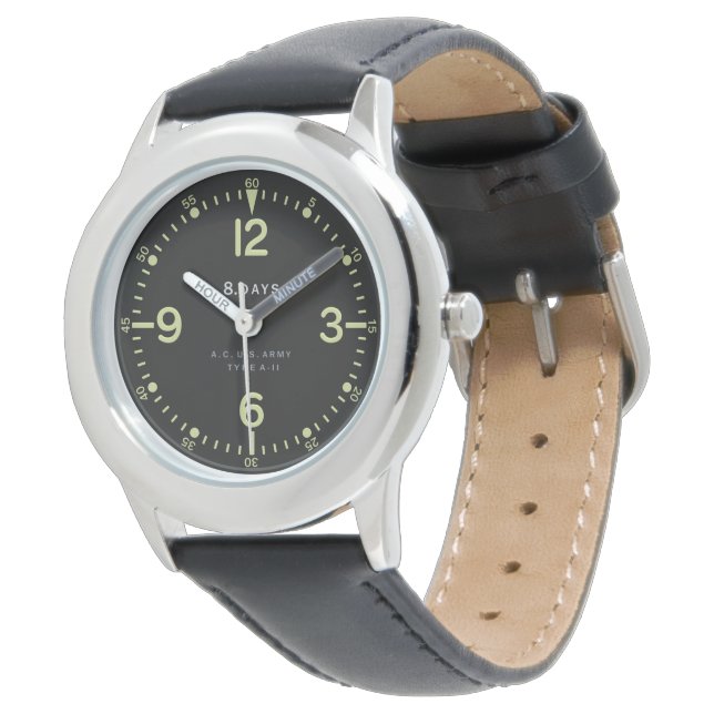 Standard Retro U.S. Army Aircraft Clock Watch (Angled)