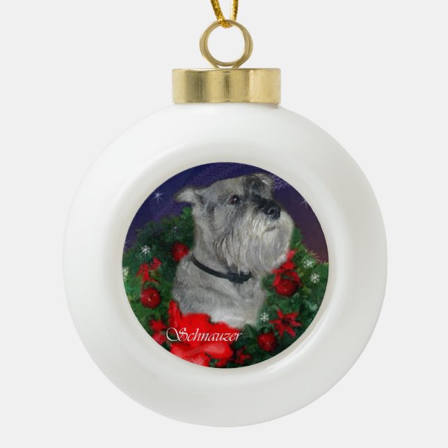 Standard Schnauzer Christmas Ceramic Ball Christmas Ornament (Front)