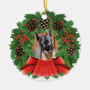 Standard Schnauzer Christmas Holiday Wreath Ceramic Tree Decoration