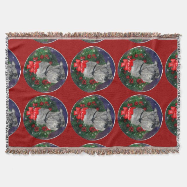 Standard Schnauzer Christmas Throw Blanket (Front)