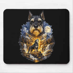 Standard Schnauzer Dog Nature Howling to the Moon Mouse Pad