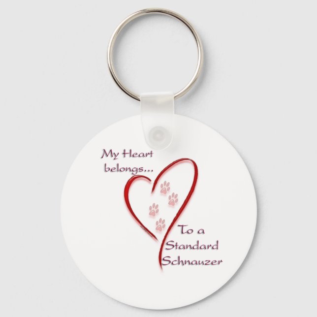 Standard Schnauzer Heart Belongs Key Ring (Front)