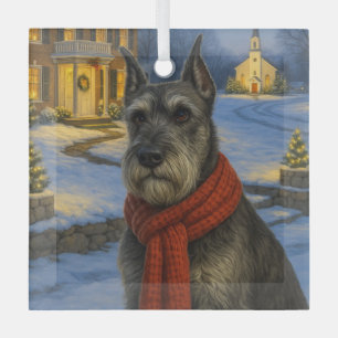 Standard Schnauzer Holiday Glass Tree Decoration