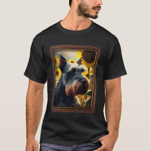 Standard Schnauzer Painting Sunflower Flower Mum W T-Shirt