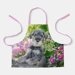 Standard Schnauzer Puppy in a Flowering Garden - Apron