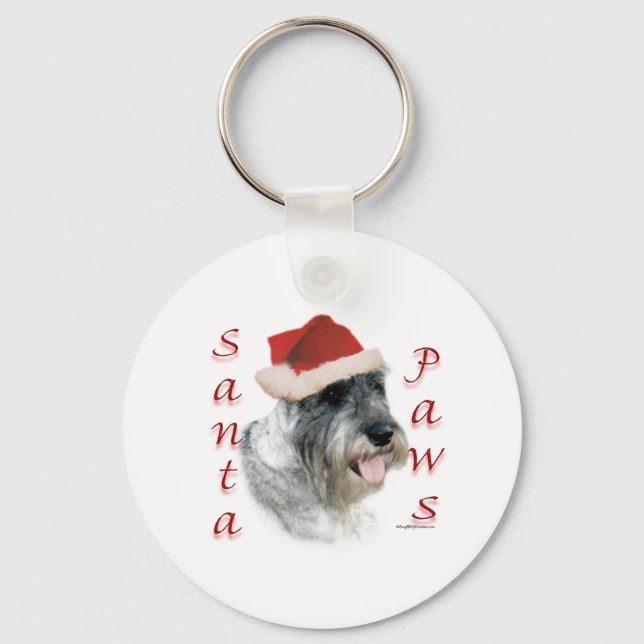 Standard Schnauzer Santa Paws Key Ring (Front)