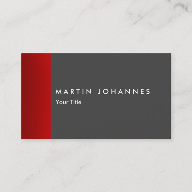 Standard size grey red professional business card (Front)