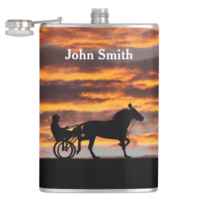 Standardbred Trotting Racehorse Drink Flask (Opened)
