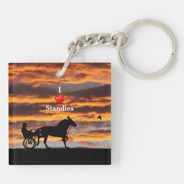 Standardbred Trotting Racehorse Keychain (Back)