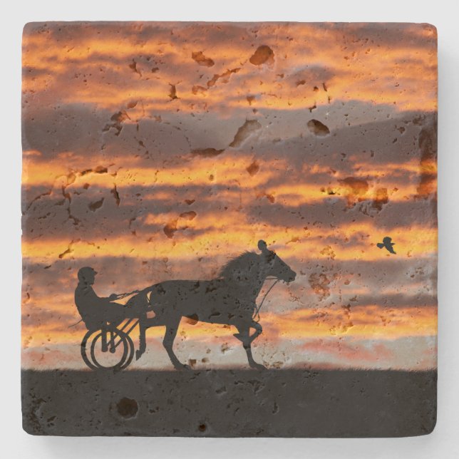Standardbred Trotting Racehorse Stone Coaster (Front)