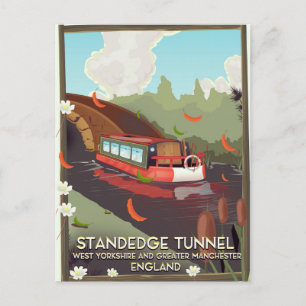 Standedge tunnel UK canal travel poster. Postcard