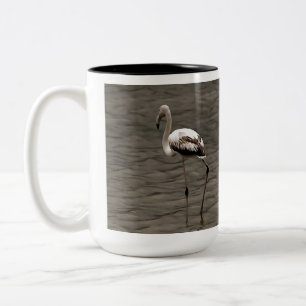 Standing Alone Juvenile Flamingo Art Two-Tone Coffee Mug