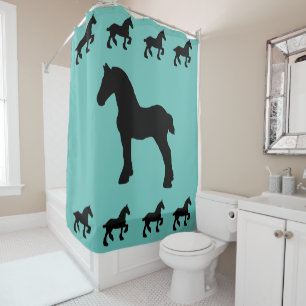 Standing and Prancing Draught Horse Silhouette Shower Curtain